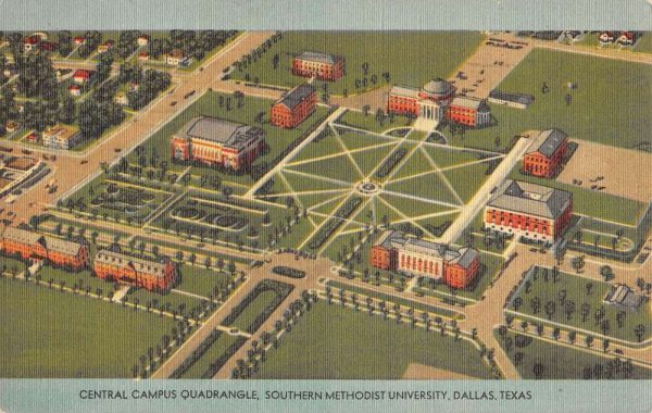 Dallas Texas Southern Methodist University Quad Antique Postcard K102000