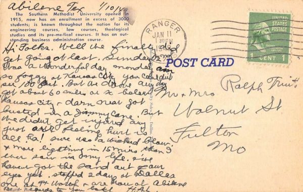 Dallas Texas Southern Methodist University Quad Antique Postcard K102000 - Image 2