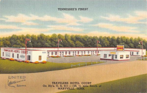 Maryville Tennessee Travelers Hotel Court Street View Antique Postcard K102033