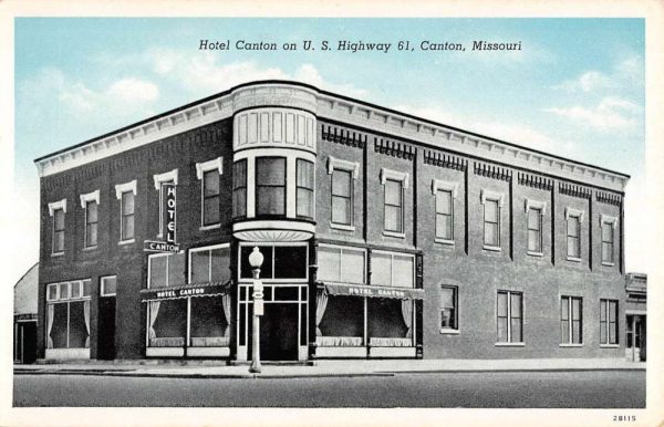 Canton Missouri Hotel Canton Street View Antique Postcard K102049