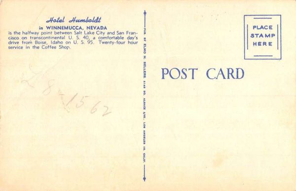 Winnemucca Nevada Hotel Humboldt Cattle Antique Postcard K102054 - Image 2