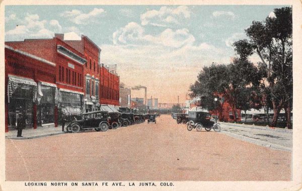 La Junta Colorado Santa Fe Avenue Looking North Antique Postcard K102125
