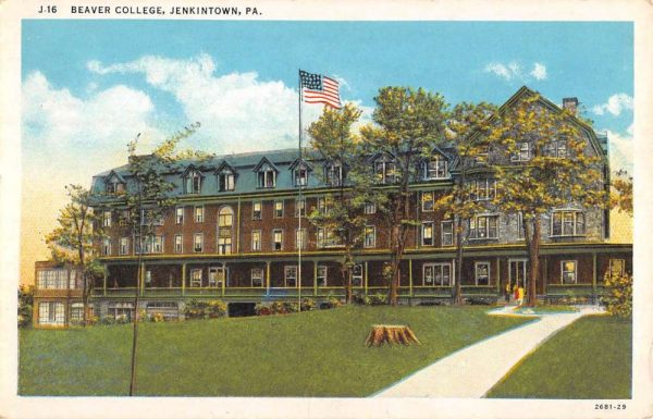 Jenkintown Pennsylvania Beaver College Street View Antique Postcard K102185