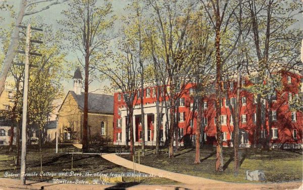 Winston Salem North Carolina Female College Street View Antique Postcard K102199