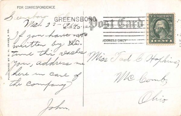 Greensboro North Carolina Female College Street View Antique Postcard K102205 - Image 2