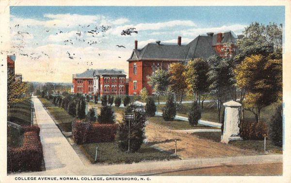 Greensboro North Carolina Normal College Avenue Street View Antique Postcard K102206