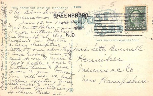 Greensboro North Carolina Normal College Avenue Street View Antique Postcard K102206 - Image 2