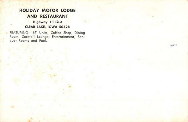 Clear Lake Iowa Holiday Motor Lodge Multiview Antique Postcard K102239 - Image 2