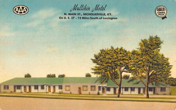 Nicholasville Kentucky Mullikin Motel Street View Antique Postcard K102254