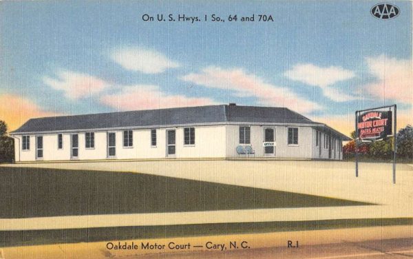 Cary North Carolina Oakdale Motor Court Street View Antique Postcard K102255