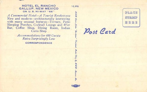 Gallup New Mexico Hotel El Rancho Street View Antique Postcard K102264 - Image 2