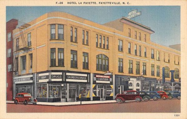 Fayetteville North Carolina Hotel La Fayette Street View Antique Postcard K102270