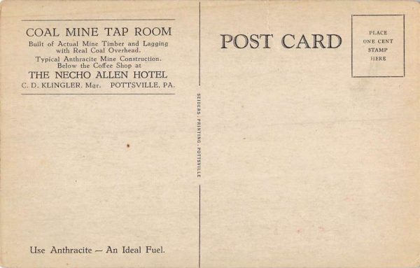 Pottsville Pennsylvania Necho Allen Hotel Interior Antique Postcard K102274 - Image 2