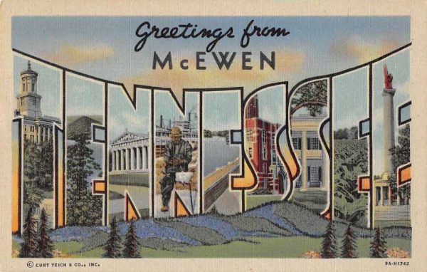 McEwen Tennessee Large Letter Linen Greetings Antique Postcard J78891