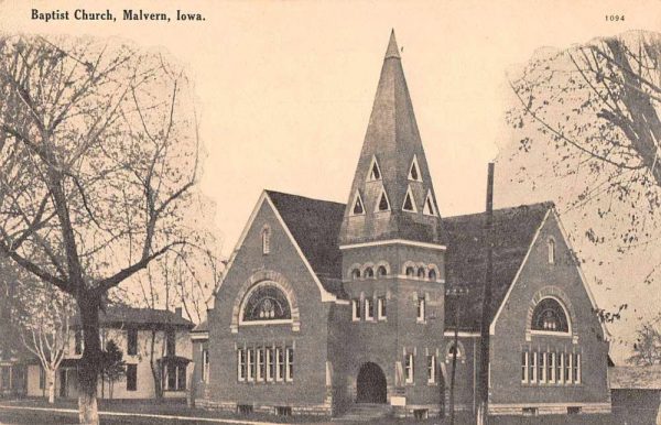 Malvern Iowa Baptist Church Exterior Antique Postcard J78914
