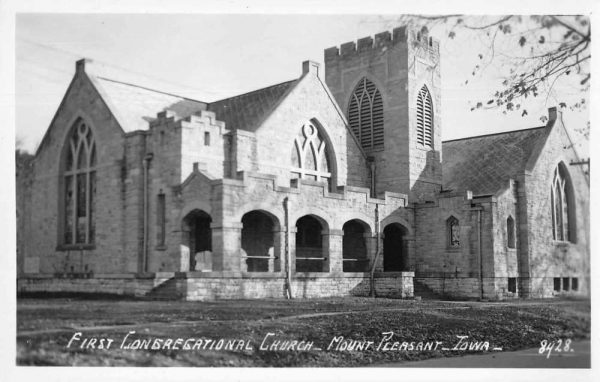 Mount Pleasant Iowa First Congregationl Church Real Photo Postcard J78915