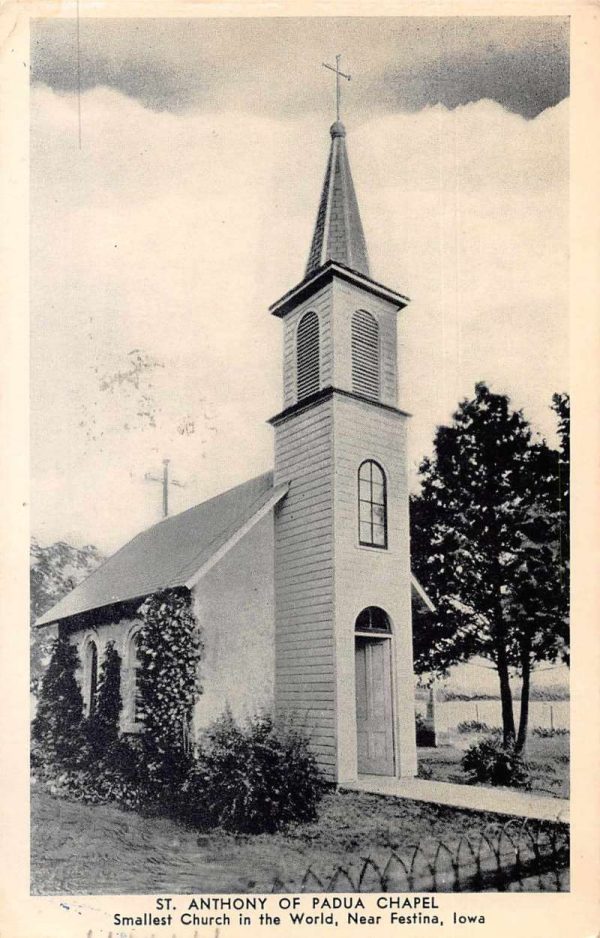 Festina Iowa St Anthony of Padua Chapel Exterior Antique Postcard J78959