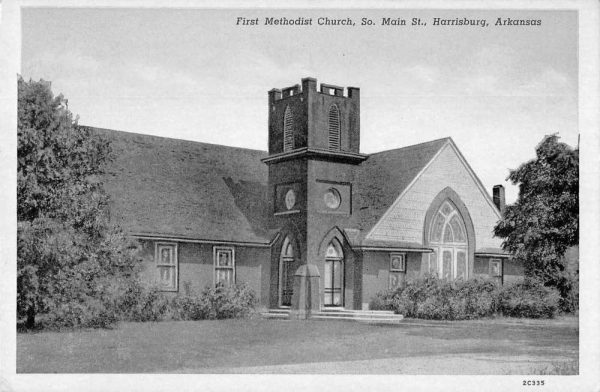 Harrisburg Arkansas First Methodist Church Exterior Antique Postcard J78989