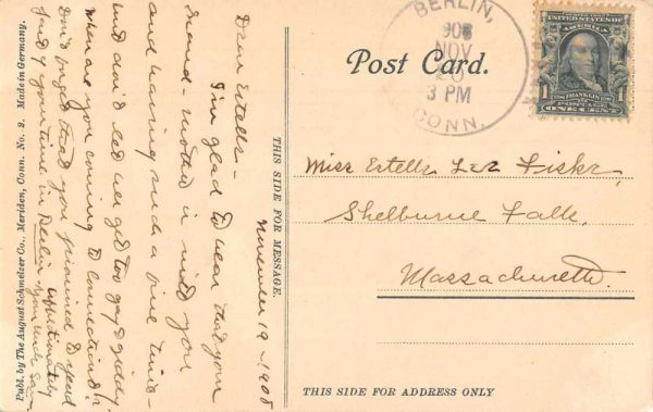 Berlin Conneticut Second Congregational Church Exterior Antique Postcard J79013 - Image 2