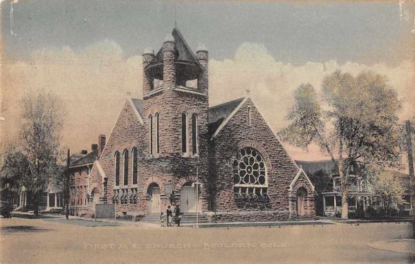 Boulder Colorado First ME Church Exterior Antique Postcard J79020