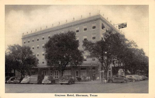 Sherman Texas Grayson Hotel Street View Antique Postcard K102291