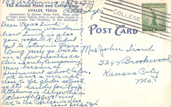 Uvalde Texas Kinraid Hotel Street View Antique Postcard K102292 - Image 2