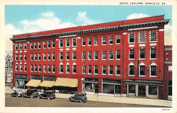 Danville Virginia Hotel Leeland Street View Antique Postcard K102296