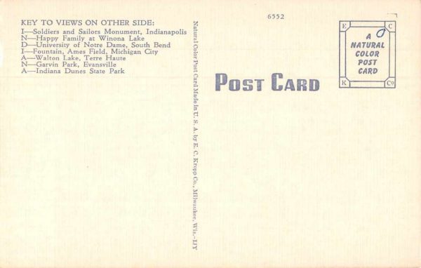Indiana Greetings From race cars scenic views large letter antique pc Z49807 - Image 2
