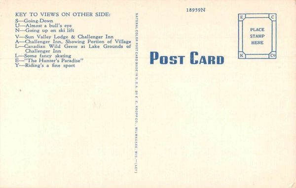 Sun Valley Idaho Greetings From skier on slope large letter antique pc Z49816 - Image 2