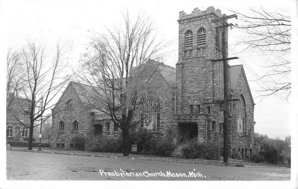 Mason Michigan Presbyterian Church Real Photo Antique Postcard K102426