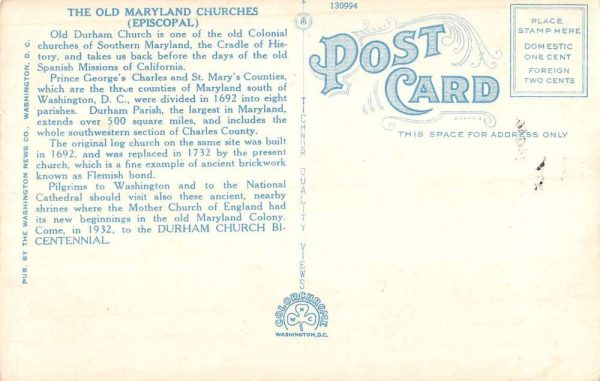 Washington DC Old Maryland Churches Multiview Antique Postcard K102433 - Image 2