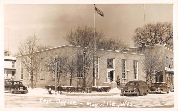 Mayville Wisconsin Post Office Real Photo Antique Postcard K102443