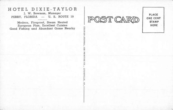 Perry Florida Hotel Dixie Taylor Street View Antique Postcard K102456 - Image 2