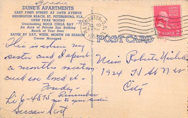 St Petersburg Florida Dunes Apartments Street View Antique Postcard K102460 - Image 2