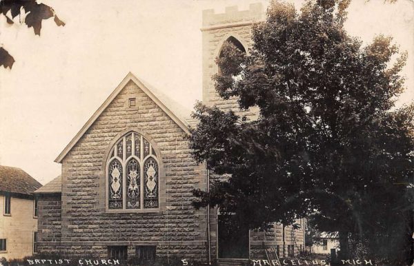 Marcellus Michigan Baptist Church Real Photo Antique Postcard K102475
