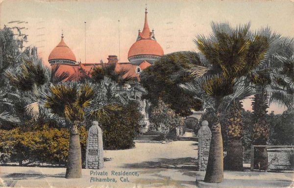 Alhambra California Private Residence Street View Antique Postcard K102504