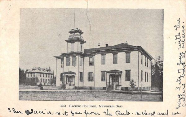 Newberg Oregon Pacific College Street View Antique Postcard K102532
