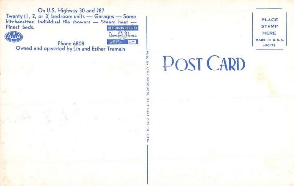 Laramie Wyoming Branding Iron Auto Lodge Vintage Postcard K102604 - Image 2