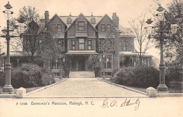 Raleigh North Carolina Governors Mansion Street View Antique Postcard K102632