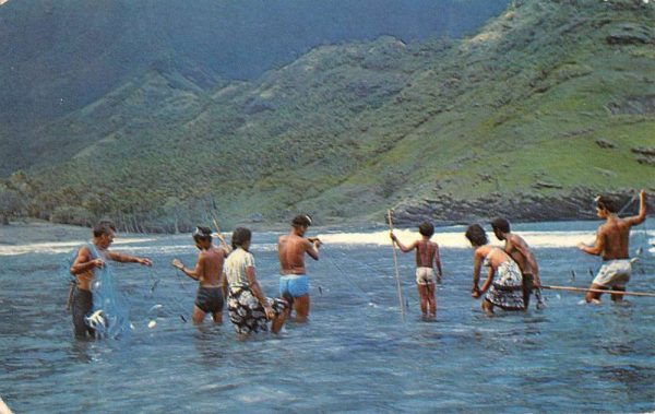 Ua Huka Marquisian Islands Net Fishing Natives Vintage Postcard K102774