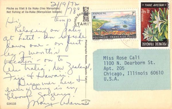 Ua Huka Marquisian Islands Net Fishing Natives Vintage Postcard K102774 - Image 2