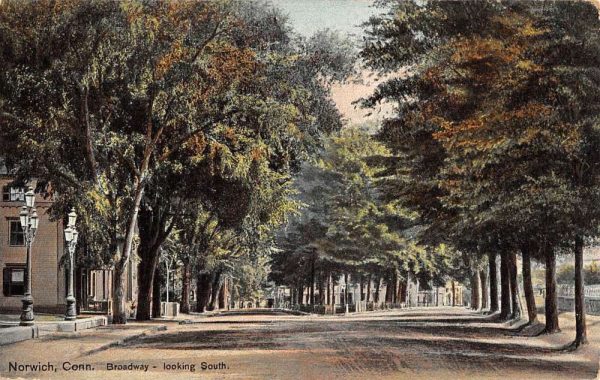 Norwich Connecticut Broadway Looking South Antique Postcard K102844