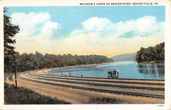 Beaver Falls Pennsylvania Wickhams Curve River Antique Postcard K102900