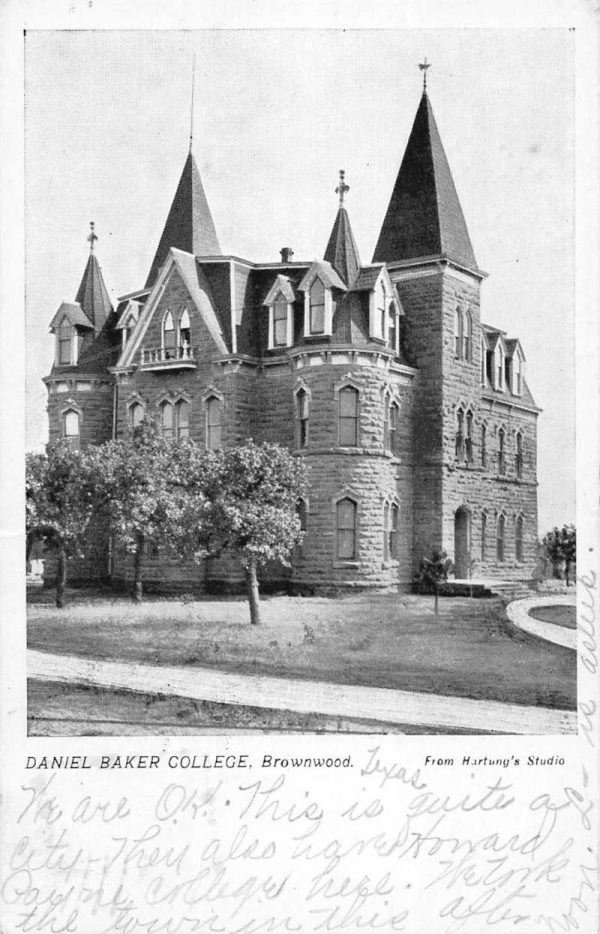 Brownwood Texas Daniel Baker College Street View Antique Postcard K102927