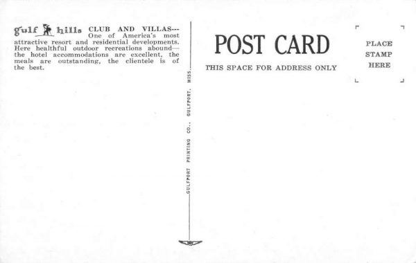 Ocean Springs Mississippi Gulf Hills Clubhouse Vintage Postcard K102950 - Image 2
