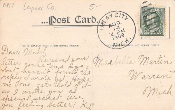 Imlay City Michigan Airship Dirigible Birdseye View Antique Postcard K102985 - Image 2
