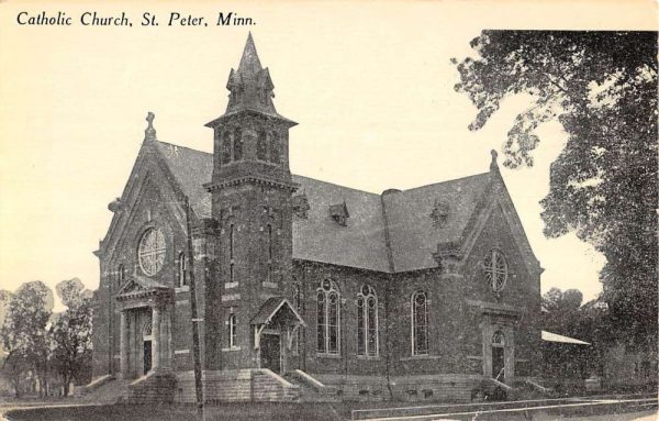 St Peter Minnesota Catholic Church Street View Antique Postcard K103051