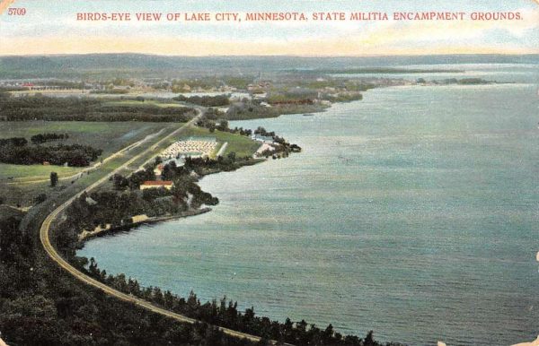 Lake City Minnesota Birdseye View Of City Antique Postcard K103052