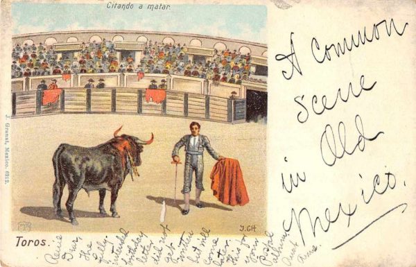 Mexico Toros Bull Fighter Citando a Matar Antique Postcard J79038