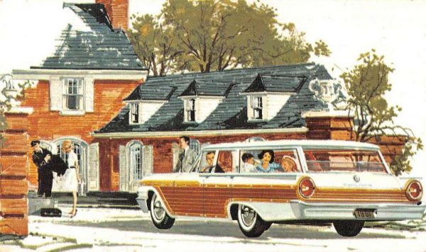 61 Ford Country Squire Early Auto Car Stationwagon Vintage Postcard K103122